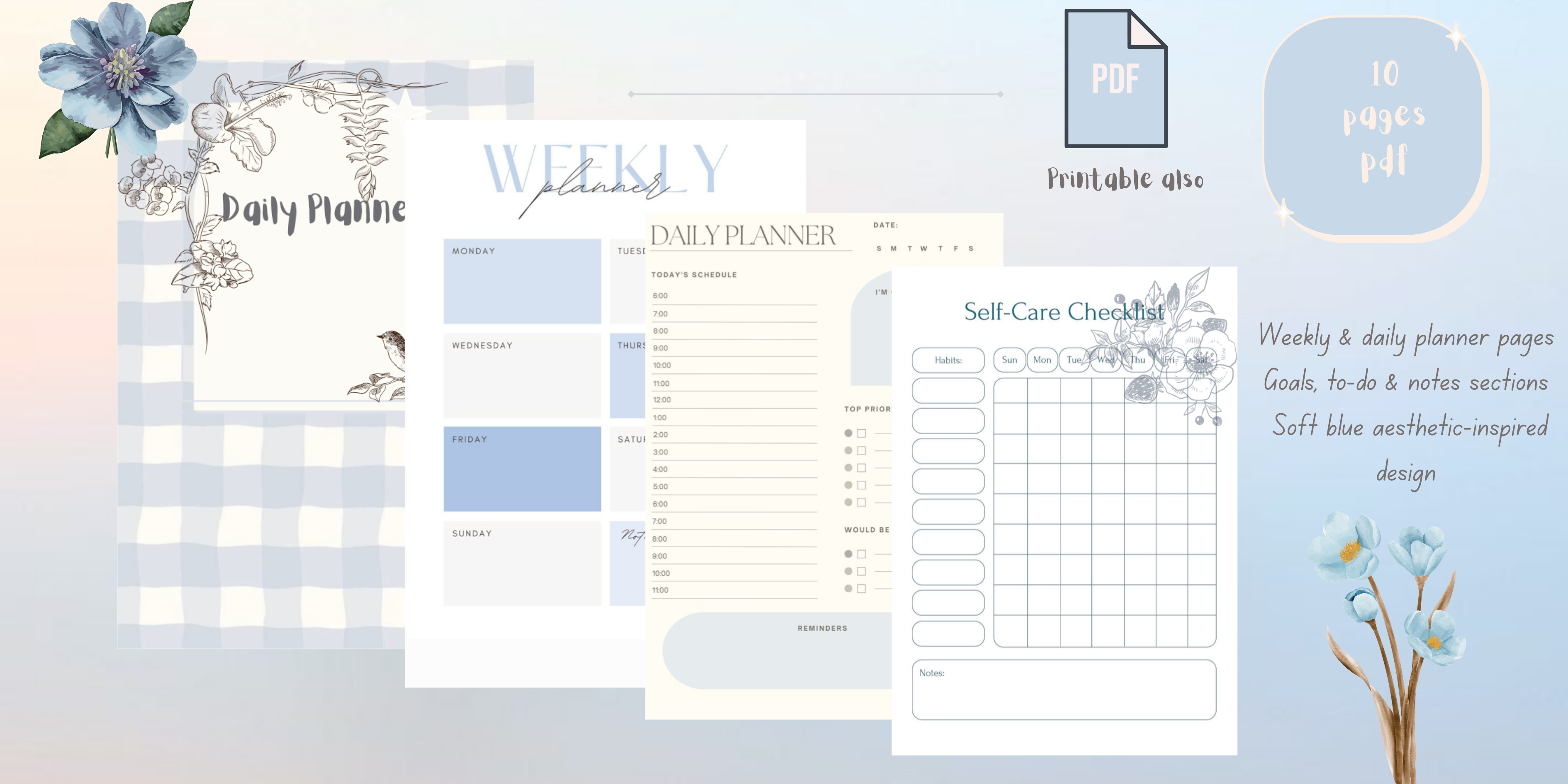 Daily planner-blue (ocean vibe)